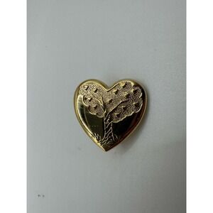 Vintage Gold Tone Tree Of Life Heart Pin - The Variety Club